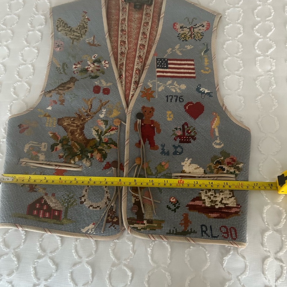 Ralph Lauren Kids Embroidered Vest with Blue and Red Accents - Picture 11 of 14